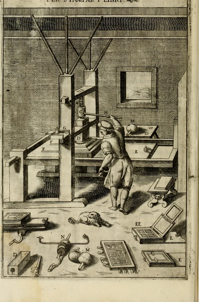 An illustration from Novo teatro di machine et edificii per uarie et sicure operationi : co[n] le loro figure tagliate in rame é la dichiaratione, e dimostratione di ciascuna : opera necesaria ad architetti, e a quelli, ch[e] di tale studio si dilettano, 1607, leaf 77