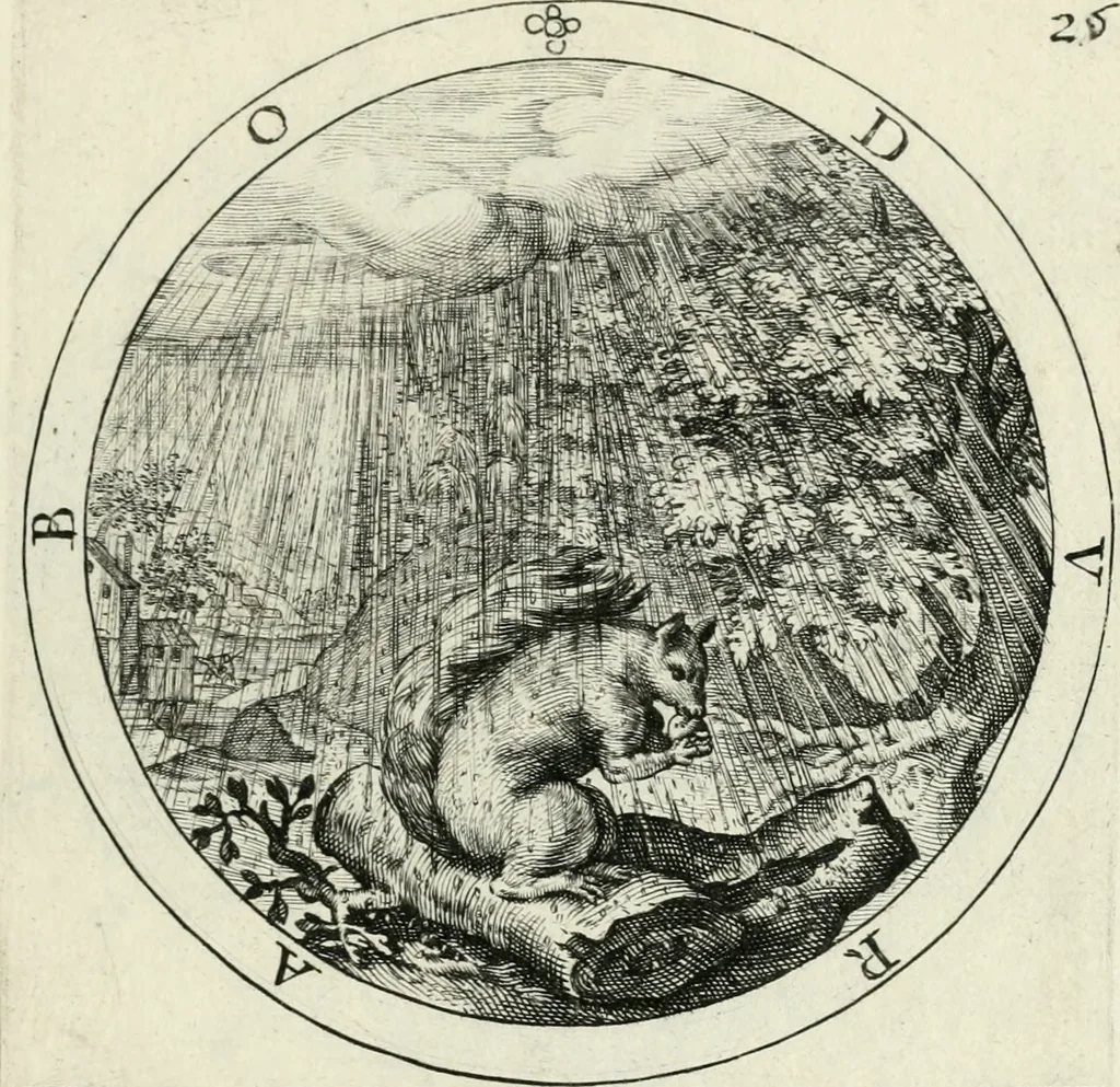 An illustration from Nucleus emblematum selectissimorum : quae Itali vulgo impresas vocant : priuata industria, studio singulari, vndiq[ue] conquisitus, non paucis venustis inuentionibus auctus, additis carminib[us] illustratus, 1611, leaf 104