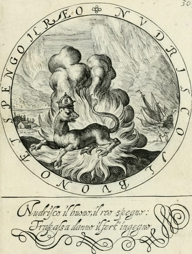 An illustration from Nucleus emblematum selectissimorum : quae Itali vulgo impresas vocant : priuata industria, studio singulari, vndiq[ue] conquisitus, non paucis venustis inuentionibus auctus, additis carminib[us] illustratus, 1611, leaf 112