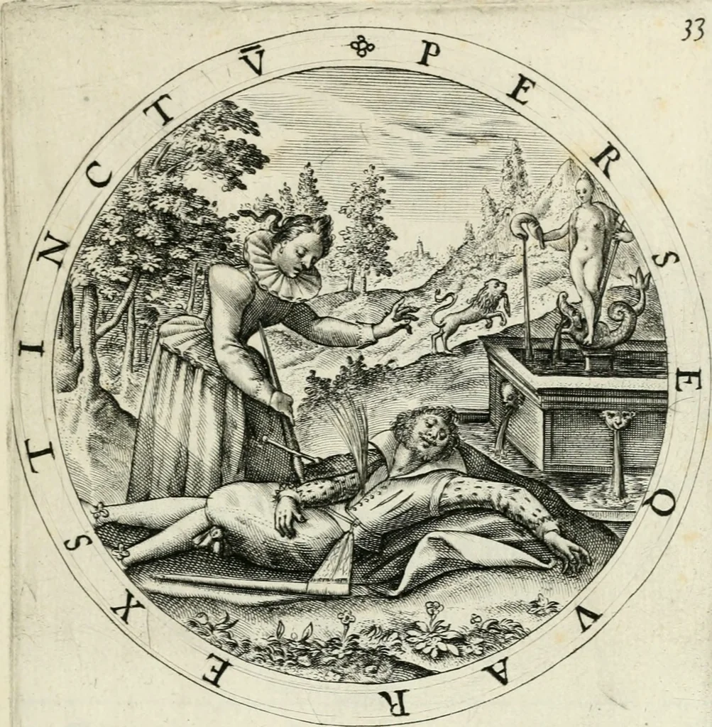 An illustration from Nucleus emblematum selectissimorum : quae Itali vulgo impresas vocant : priuata industria, studio singulari, vndiq[ue] conquisitus, non paucis venustis inuentionibus auctus, additis carminib[us] illustratus, 1611, leaf 118