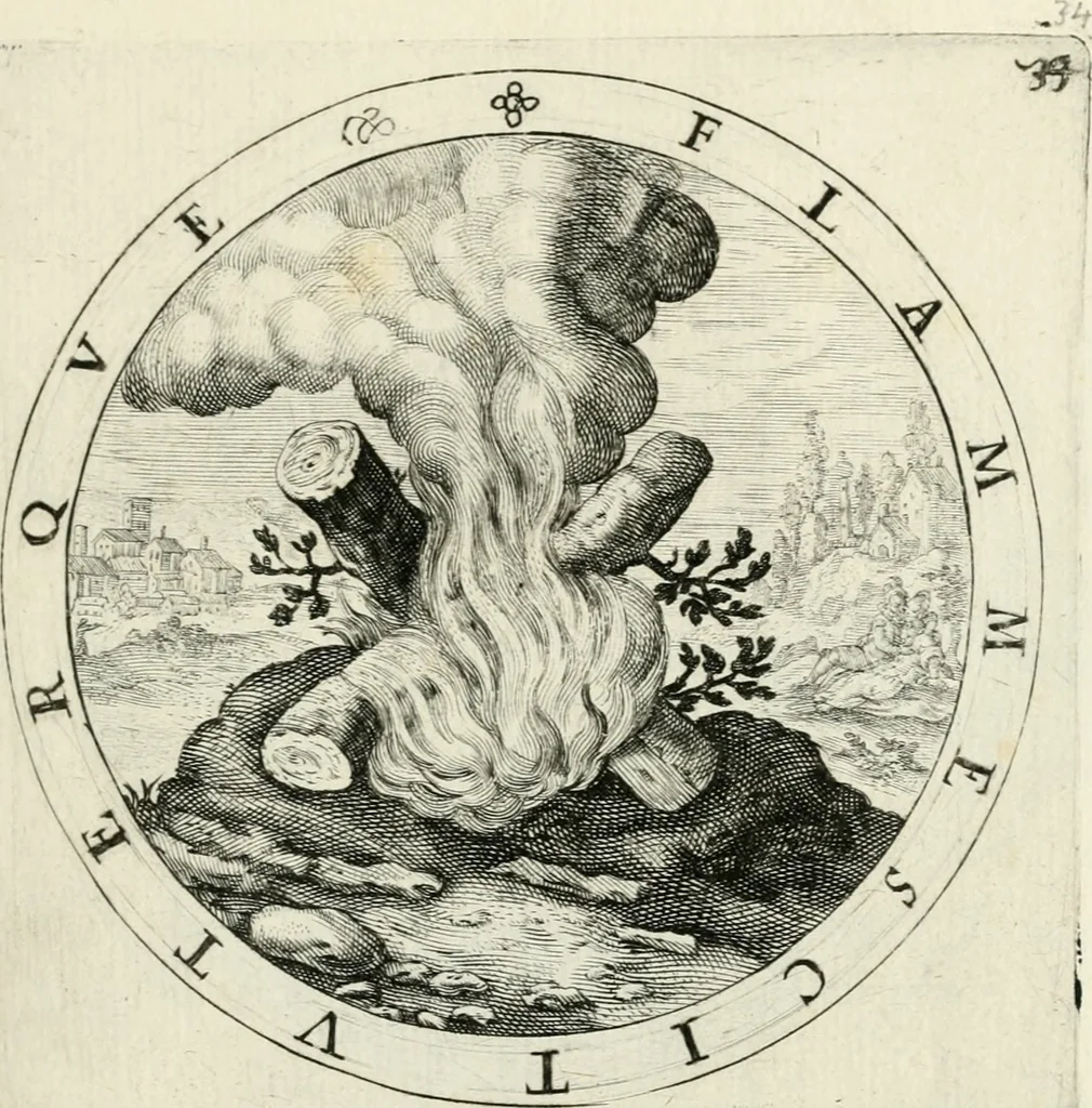An illustration from Nucleus emblematum selectissimorum : quae Itali vulgo impresas vocant : priuata industria, studio singulari, vndiq[ue] conquisitus, non paucis venustis inuentionibus auctus, additis carminib[us] illustratus, 1611, leaf 120