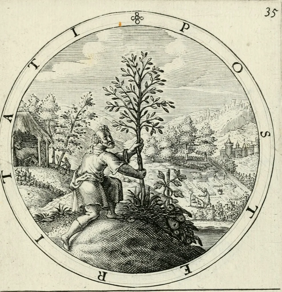 An illustration from Nucleus emblematum selectissimorum : quae Itali vulgo impresas vocant : priuata industria, studio singulari, vndiq[ue] conquisitus, non paucis venustis inuentionibus auctus, additis carminib[us] illustratus, 1611, leaf 122