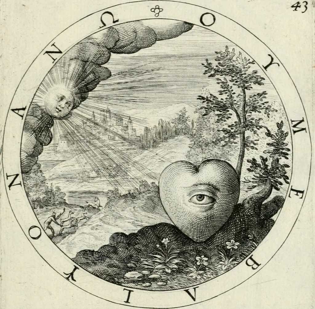 An illustration from Nucleus emblematum selectissimorum : quae Itali vulgo impresas vocant : priuata industria, studio singulari, vndiq[ue] conquisitus, non paucis venustis inuentionibus auctus, additis carminib[us] illustratus, 1611, leaf 138