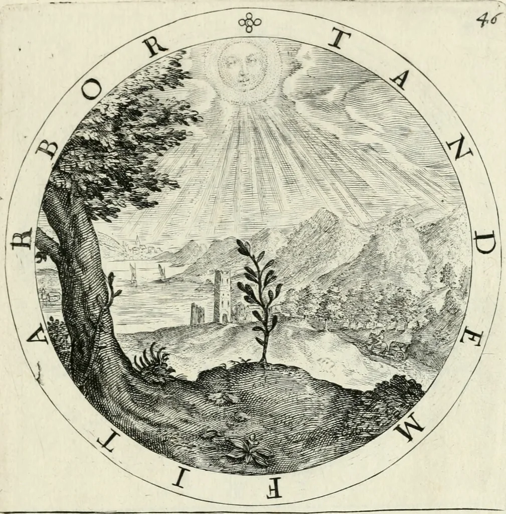 An illustration from Nucleus emblematum selectissimorum : quae Itali vulgo impresas vocant : priuata industria, studio singulari, vndiq[ue] conquisitus, non paucis venustis inuentionibus auctus, additis carminib[us] illustratus, 1611, leaf 144