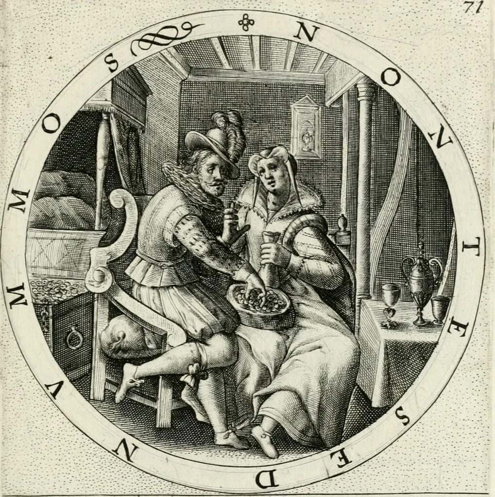 An illustration from Nucleus emblematum selectissimorum : quae Itali vulgo impresas vocant : priuata industria, studio singulari, vndiq[ue] conquisitus, non paucis venustis inuentionibus auctus, additis carminib[us] illustratus, 1611, leaf 194