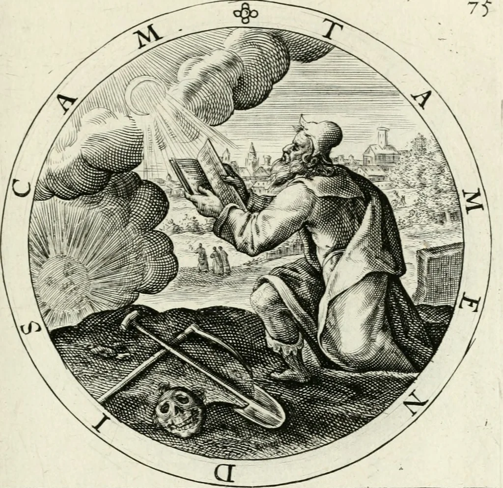 An illustration from Nucleus emblematum selectissimorum : quae Itali vulgo impresas vocant : priuata industria, studio singulari, vndiq[ue] conquisitus, non paucis venustis inuentionibus auctus, additis carminib[us] illustratus, 1611, leaf 202