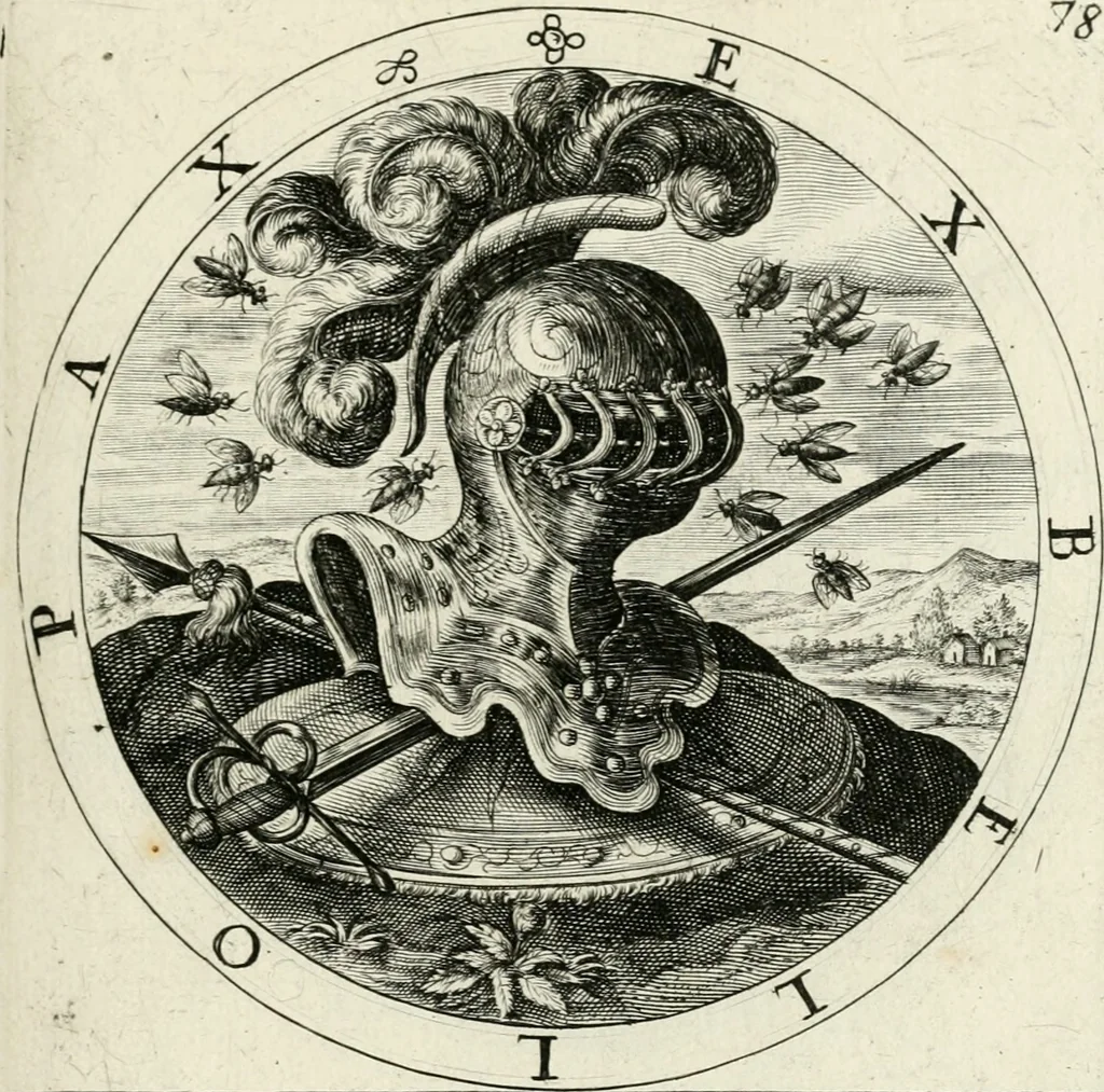 An illustration from Nucleus emblematum selectissimorum : quae Itali vulgo impresas vocant : priuata industria, studio singulari, vndiq[ue] conquisitus, non paucis venustis inuentionibus auctus, additis carminib[us] illustratus, 1611, leaf 208
