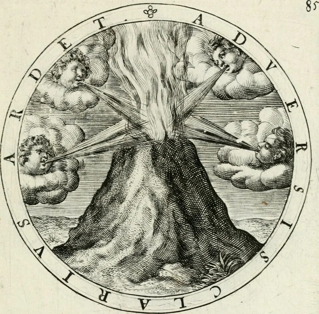 An illustration from Nucleus emblematum selectissimorum : quae Itali vulgo impresas vocant : priuata industria, studio singulari, vndiq[ue] conquisitus, non paucis venustis inuentionibus auctus, additis carminib[us] illustratus, 1611, leaf 222