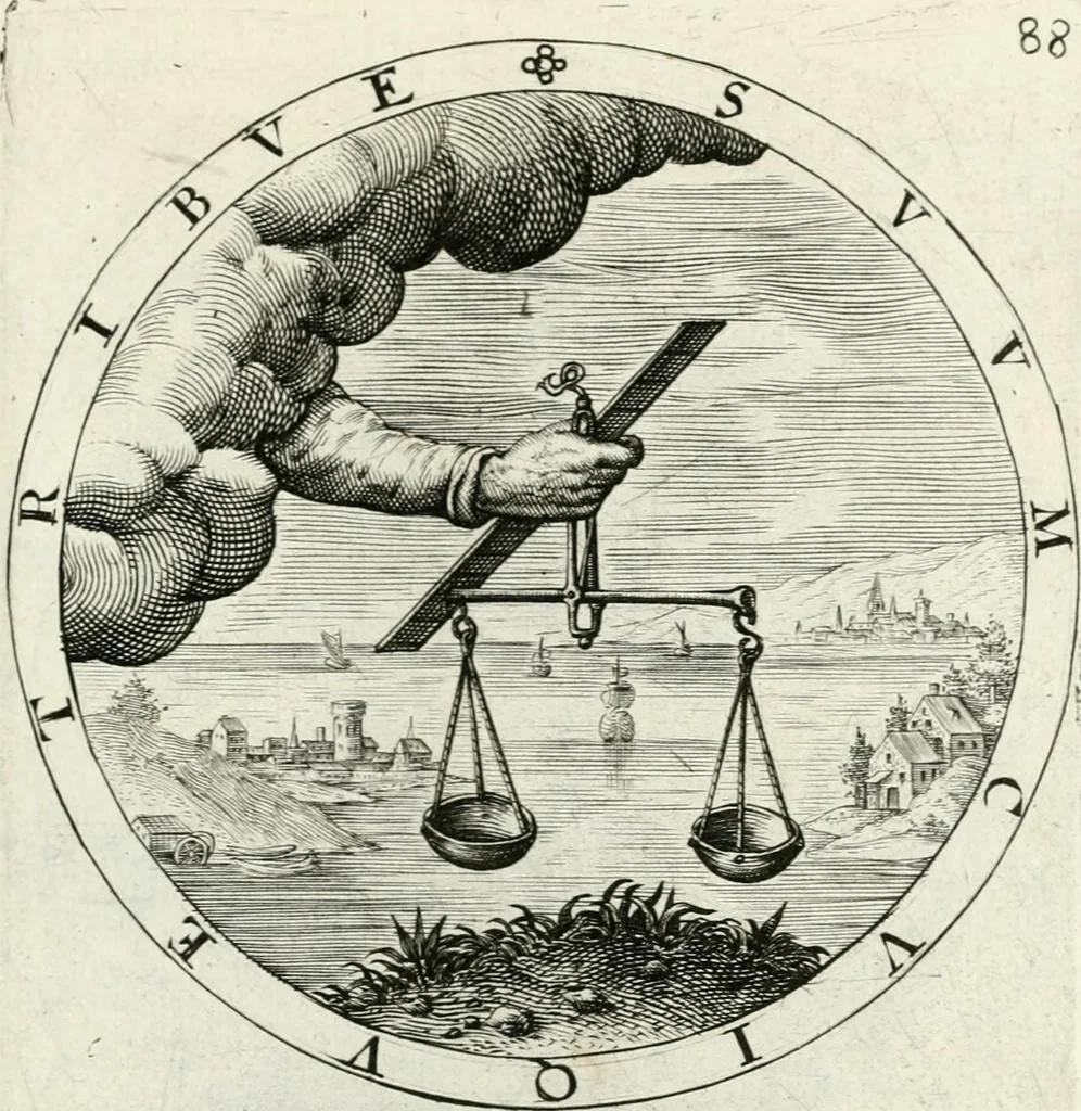 An illustration from Nucleus emblematum selectissimorum : quae Itali vulgo impresas vocant : priuata industria, studio singulari, vndiq[ue] conquisitus, non paucis venustis inuentionibus auctus, additis carminib[us] illustratus, 1611, leaf 228