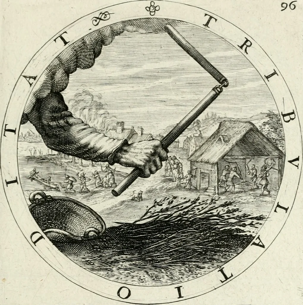 An illustration from Nucleus emblematum selectissimorum : quae Itali vulgo impresas vocant : priuata industria, studio singulari, vndiq[ue] conquisitus, non paucis venustis inuentionibus auctus, additis carminib[us] illustratus, 1611, leaf 244