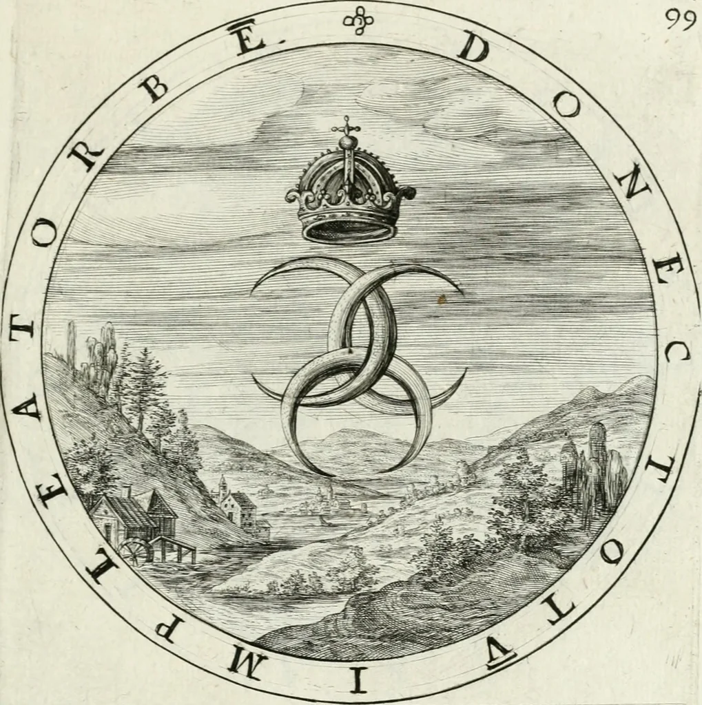 An illustration from Nucleus emblematum selectissimorum : quae Itali vulgo impresas vocant : priuata industria, studio singulari, vndiq[ue] conquisitus, non paucis venustis inuentionibus auctus, additis carminib[us] illustratus, 1611, leaf 250