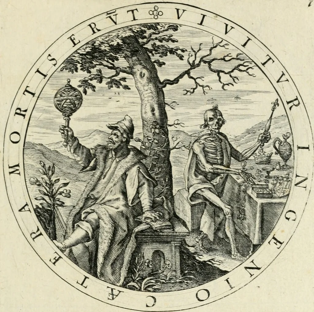 An illustration from Nucleus emblematum selectissimorum : quae Itali vulgo impresas vocant : priuata industria, studio singulari, vndiq[ue] conquisitus, non paucis venustis inuentionibus auctus, additis carminib[us] illustratus, 1611, leaf 54