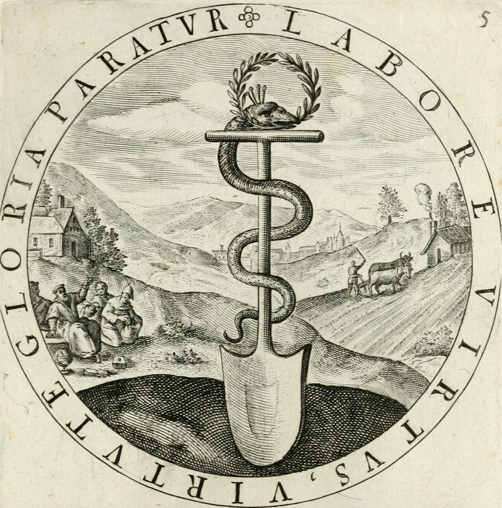 An illustration from Nucleus emblematum selectissimorum : quae Itali vulgo impresas vocant : priuata industria, studio singulari, vndiq[ue] conquisitus, non paucis venustis inuentionibus auctus, additis carminib[us] illustratus, 1611, leaf 62