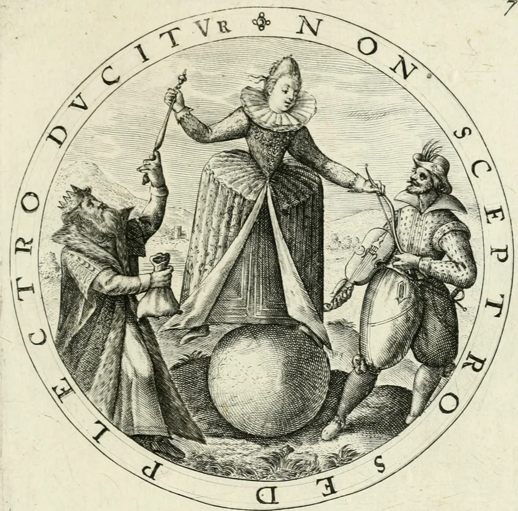 An illustration from Nucleus emblematum selectissimorum : quae Itali vulgo impresas vocant : priuata industria, studio singulari, vndiq[ue] conquisitus, non paucis venustis inuentionibus auctus, additis carminib[us] illustratus, 1611, leaf 66