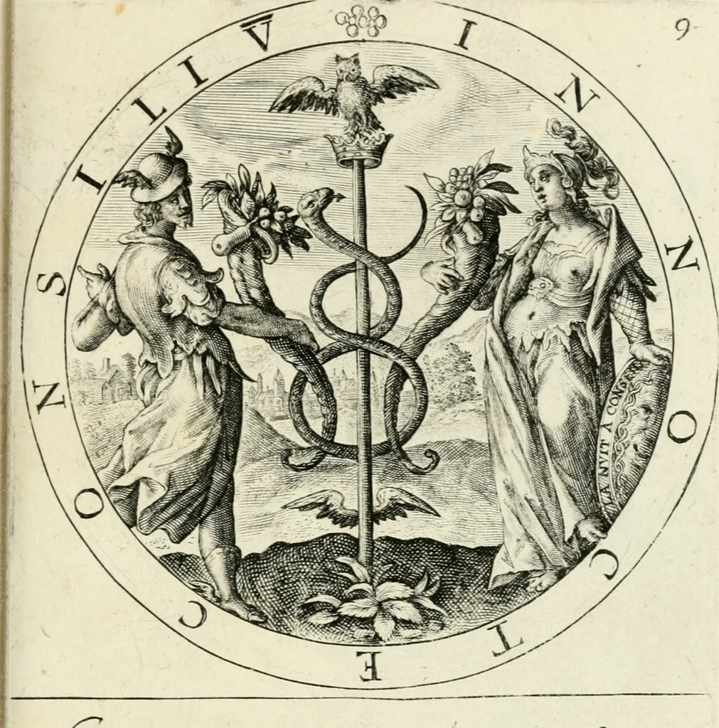 An illustration from Nucleus emblematum selectissimorum : quae Itali vulgo impresas vocant : priuata industria, studio singulari, vndiq[ue] conquisitus, non paucis venustis inuentionibus auctus, additis carminib[us] illustratus, 1611, leaf 70