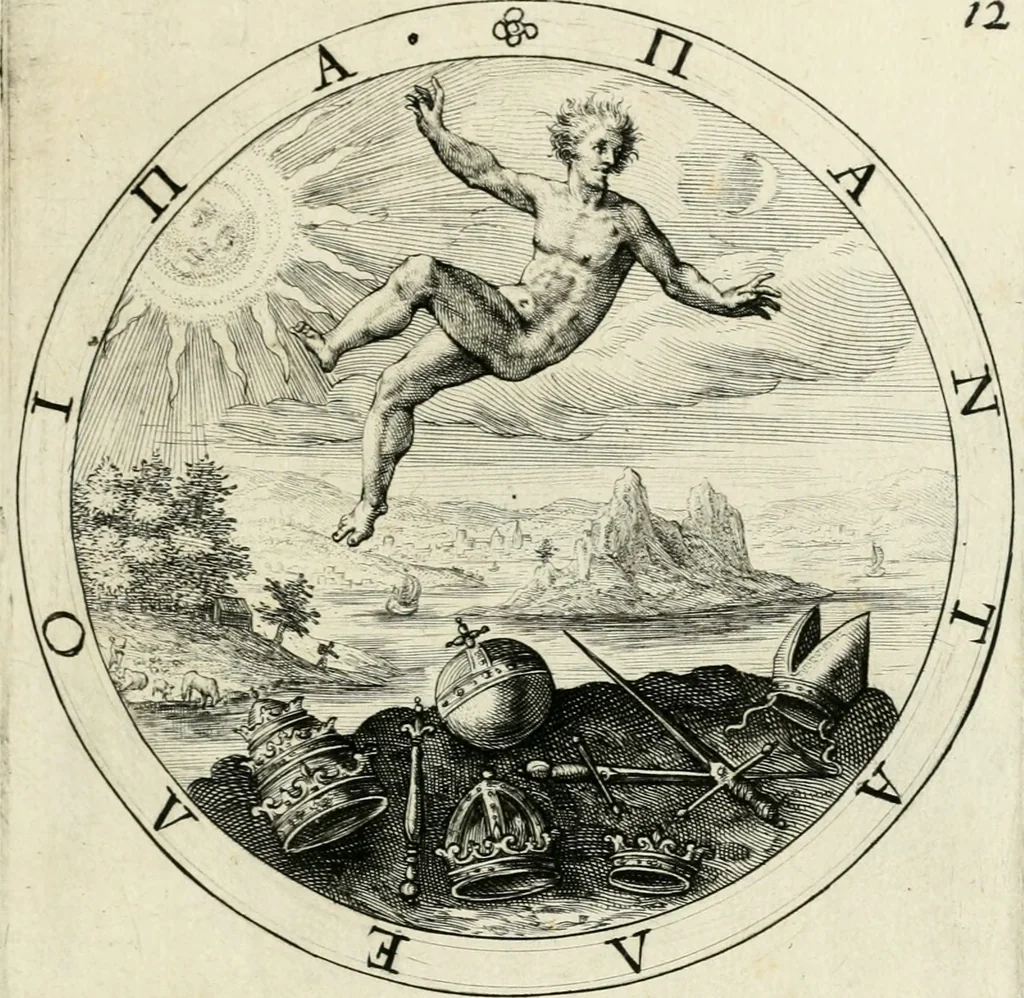 An illustration from Nucleus emblematum selectissimorum : quae Itali vulgo impresas vocant : priuata industria, studio singulari, vndiq[ue] conquisitus, non paucis venustis inuentionibus auctus, additis carminib[us] illustratus, 1611, leaf 76