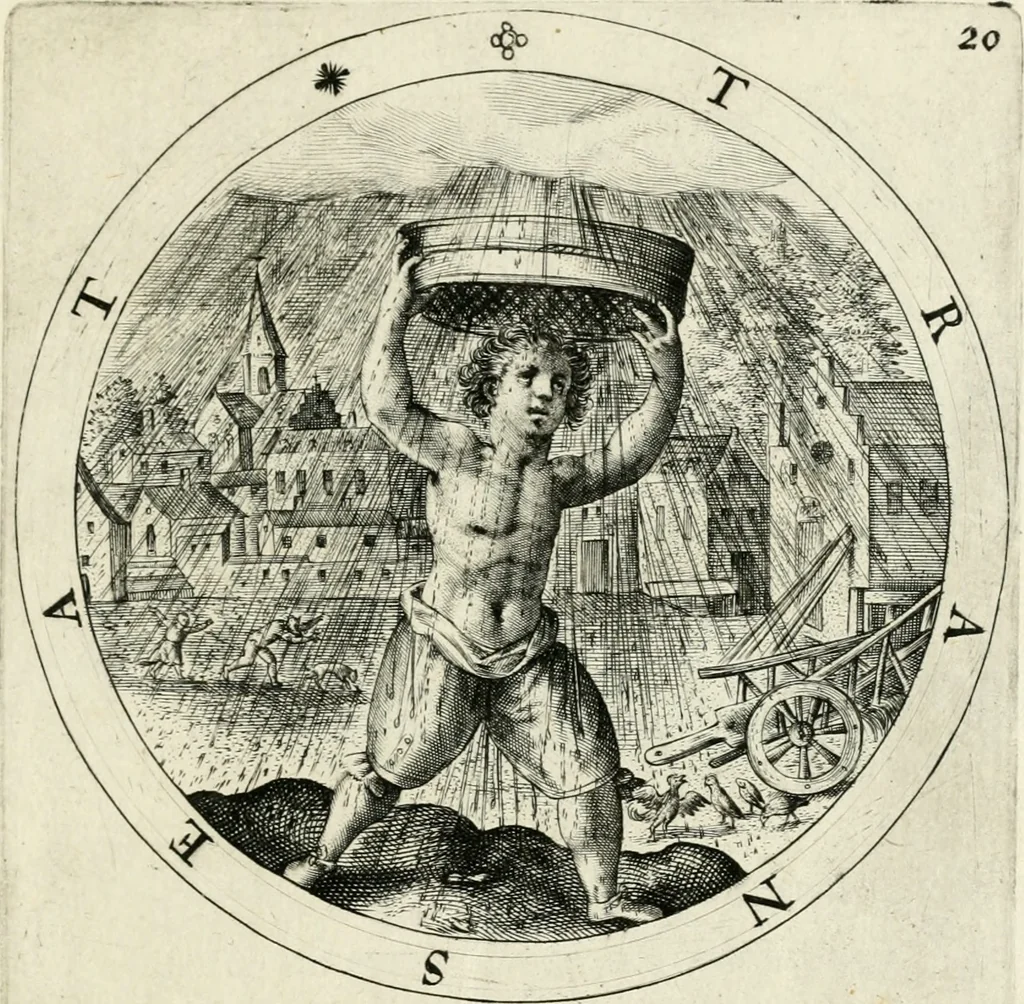 An illustration from Nucleus emblematum selectissimorum : quae Itali vulgo impresas vocant : priuata industria, studio singulari, vndiq[ue] conquisitus, non paucis venustis inuentionibus auctus, additis carminib[us] illustratus, 1611, leaf 92