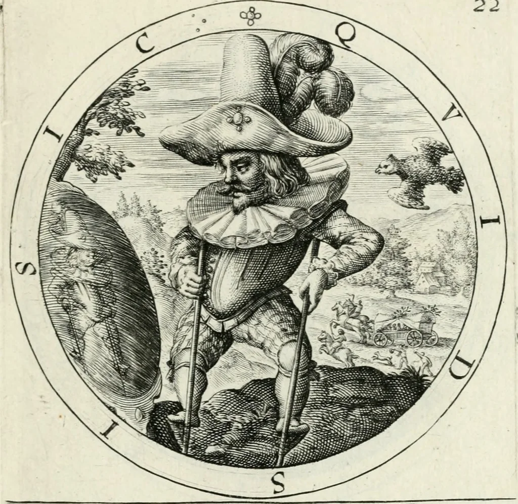 An illustration from Nucleus emblematum selectissimorum : quae Itali vulgo impresas vocant : priuata industria, studio singulari, vndiq[ue] conquisitus, non paucis venustis inuentionibus auctus, additis carminib[us] illustratus, 1611, leaf 96