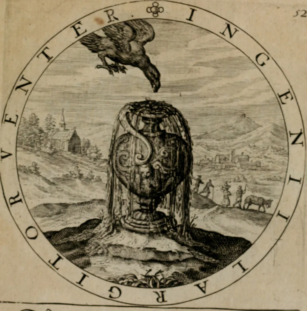 An illustration from Nucleus emblematum selectissimorum : quae Itali vulgo impresas vocant priuata industria studio singulari, vndiq[e] conquisitus, non paucis venustis inuentionibus auctus, additis carminib[us] illustratus, 1611, leaf 116