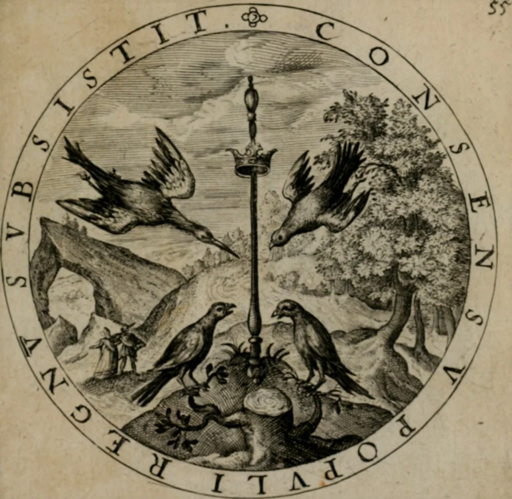 An illustration from Nucleus emblematum selectissimorum : quae Itali vulgo impresas vocant priuata industria studio singulari, vndiq[e] conquisitus, non paucis venustis inuentionibus auctus, additis carminib[us] illustratus, 1611, leaf 122
