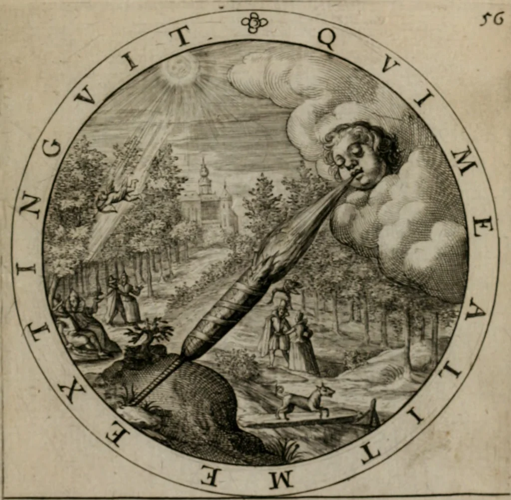 An illustration from Nucleus emblematum selectissimorum : quae Itali vulgo impresas vocant priuata industria studio singulari, vndiq[e] conquisitus, non paucis venustis inuentionibus auctus, additis carminib[us] illustratus, 1611, leaf 124