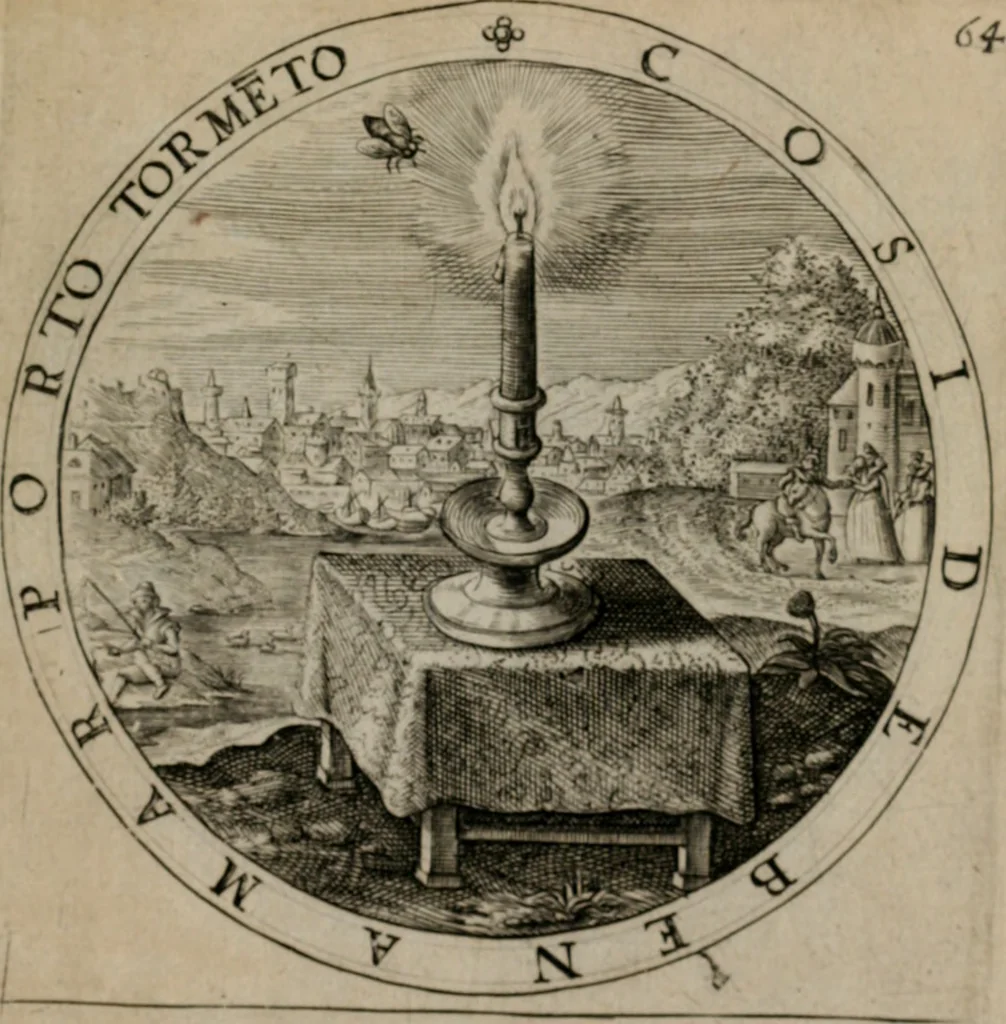 An illustration from Nucleus emblematum selectissimorum : quae Itali vulgo impresas vocant priuata industria studio singulari, vndiq[e] conquisitus, non paucis venustis inuentionibus auctus, additis carminib[us] illustratus, 1611, leaf 140