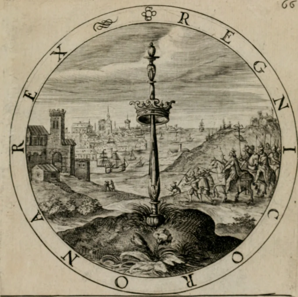 An illustration from Nucleus emblematum selectissimorum : quae Itali vulgo impresas vocant priuata industria studio singulari, vndiq[e] conquisitus, non paucis venustis inuentionibus auctus, additis carminib[us] illustratus, 1611, leaf 144