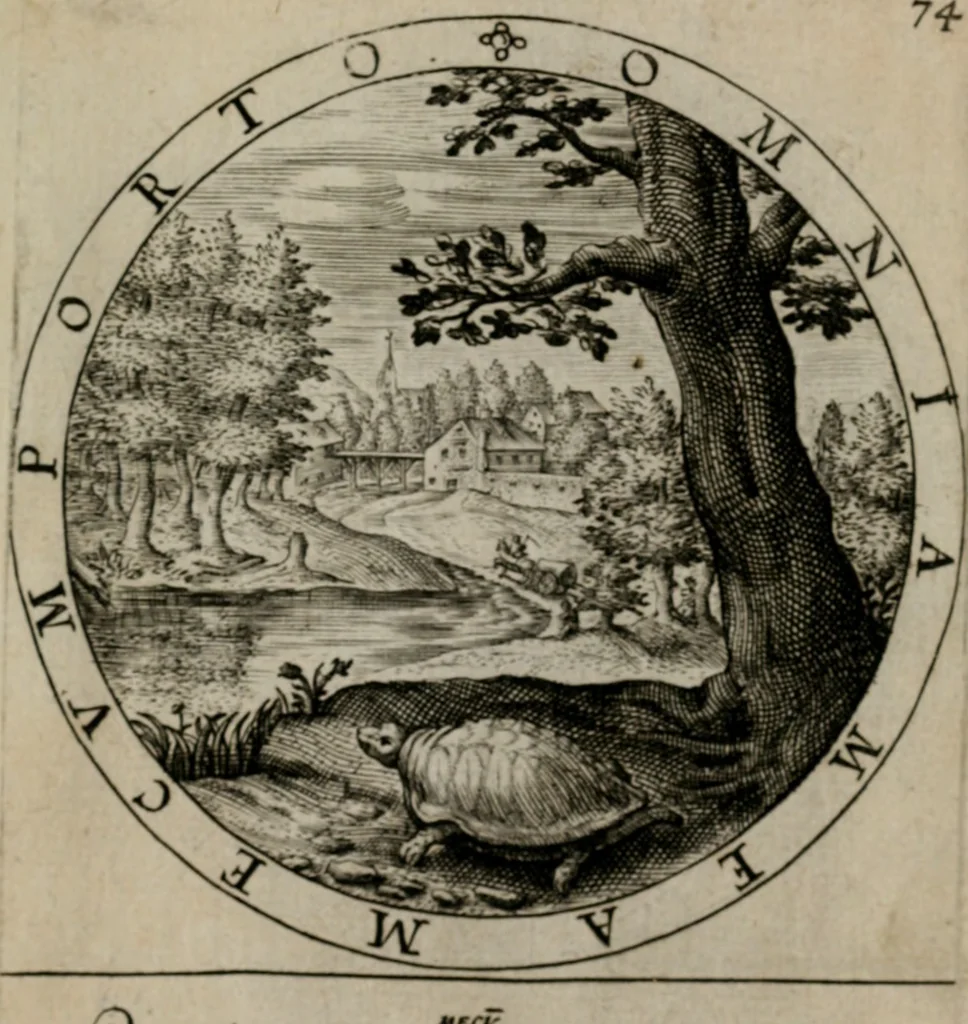 An illustration from Nucleus emblematum selectissimorum : quae Itali vulgo impresas vocant priuata industria studio singulari, vndiq[e] conquisitus, non paucis venustis inuentionibus auctus, additis carminib[us] illustratus, 1611, leaf 160