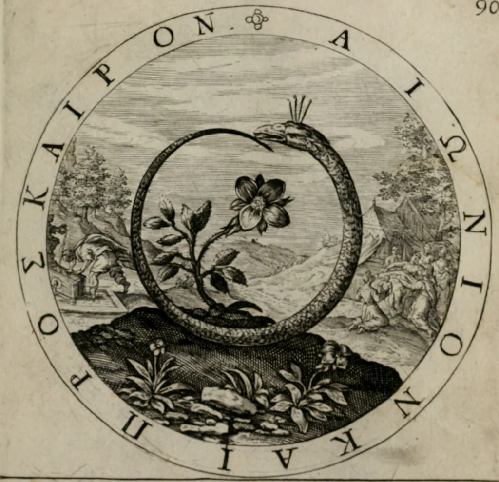 An illustration from Nucleus emblematum selectissimorum : quae Itali vulgo impresas vocant priuata industria studio singulari, vndiq[e] conquisitus, non paucis venustis inuentionibus auctus, additis carminib[us] illustratus, 1611, leaf 192