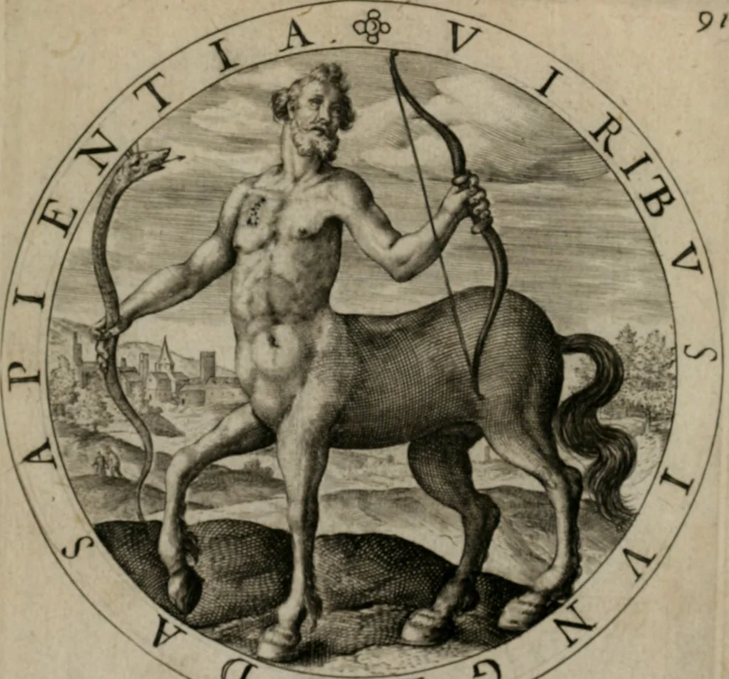 An illustration from Nucleus emblematum selectissimorum : quae Itali vulgo impresas vocant priuata industria studio singulari, vndiq[e] conquisitus, non paucis venustis inuentionibus auctus, additis carminib[us] illustratus, 1611, leaf 194