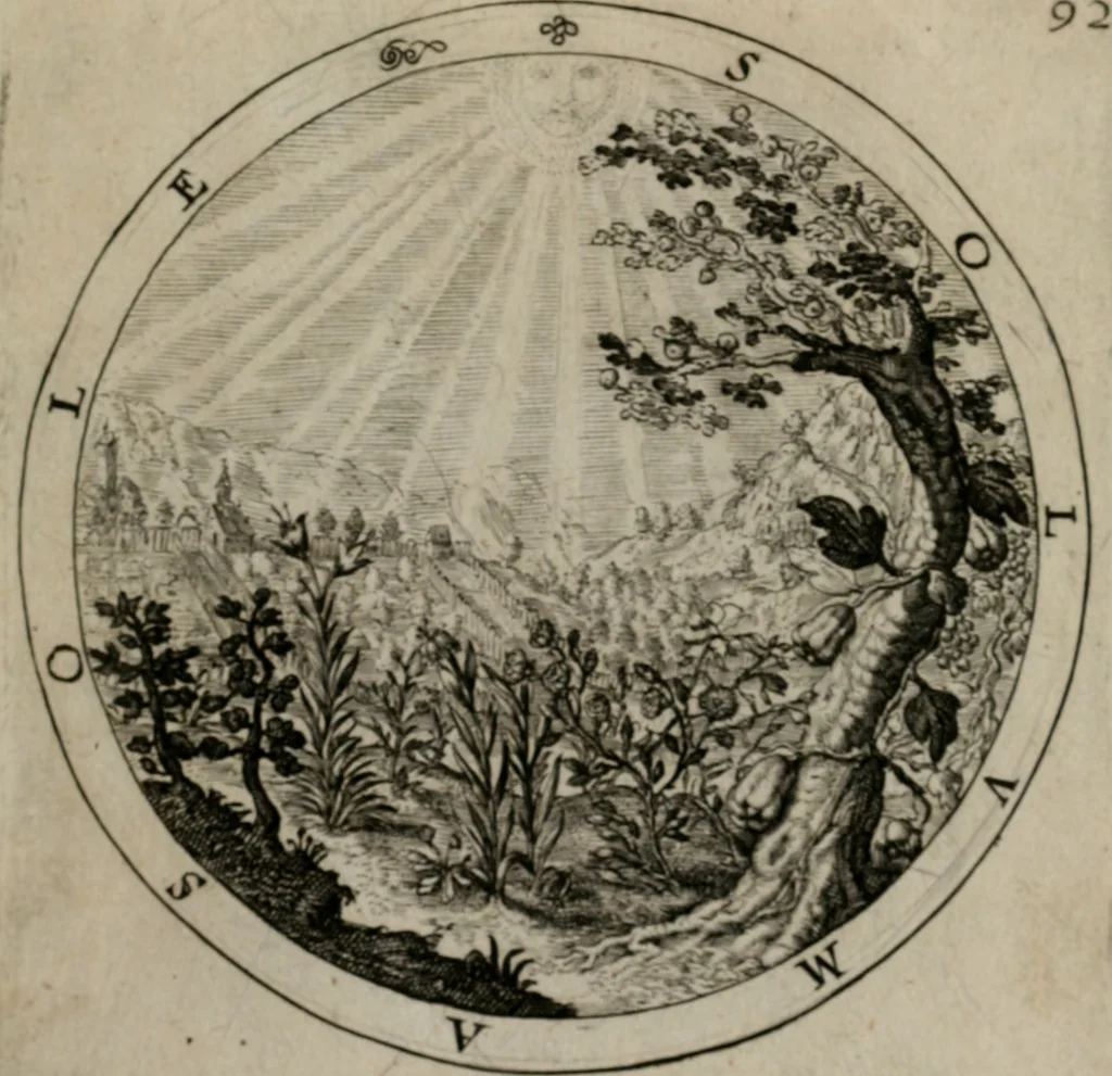 An illustration from Nucleus emblematum selectissimorum : quae Itali vulgo impresas vocant priuata industria studio singulari, vndiq[e] conquisitus, non paucis venustis inuentionibus auctus, additis carminib[us] illustratus, 1611, leaf 196