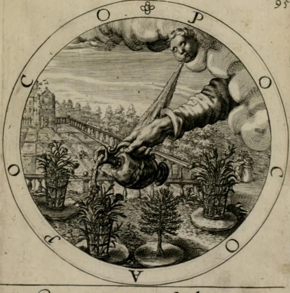 An illustration from Nucleus emblematum selectissimorum : quae Itali vulgo impresas vocant priuata industria studio singulari, vndiq[e] conquisitus, non paucis venustis inuentionibus auctus, additis carminib[us] illustratus, 1611, leaf 202