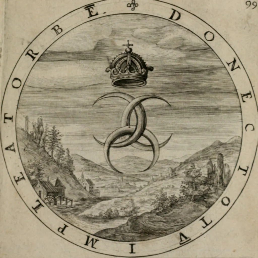 An illustration from Nucleus emblematum selectissimorum : quae Itali vulgo impresas vocant priuata industria studio singulari, vndiq[e] conquisitus, non paucis venustis inuentionibus auctus, additis carminib[us] illustratus, 1611, leaf 210