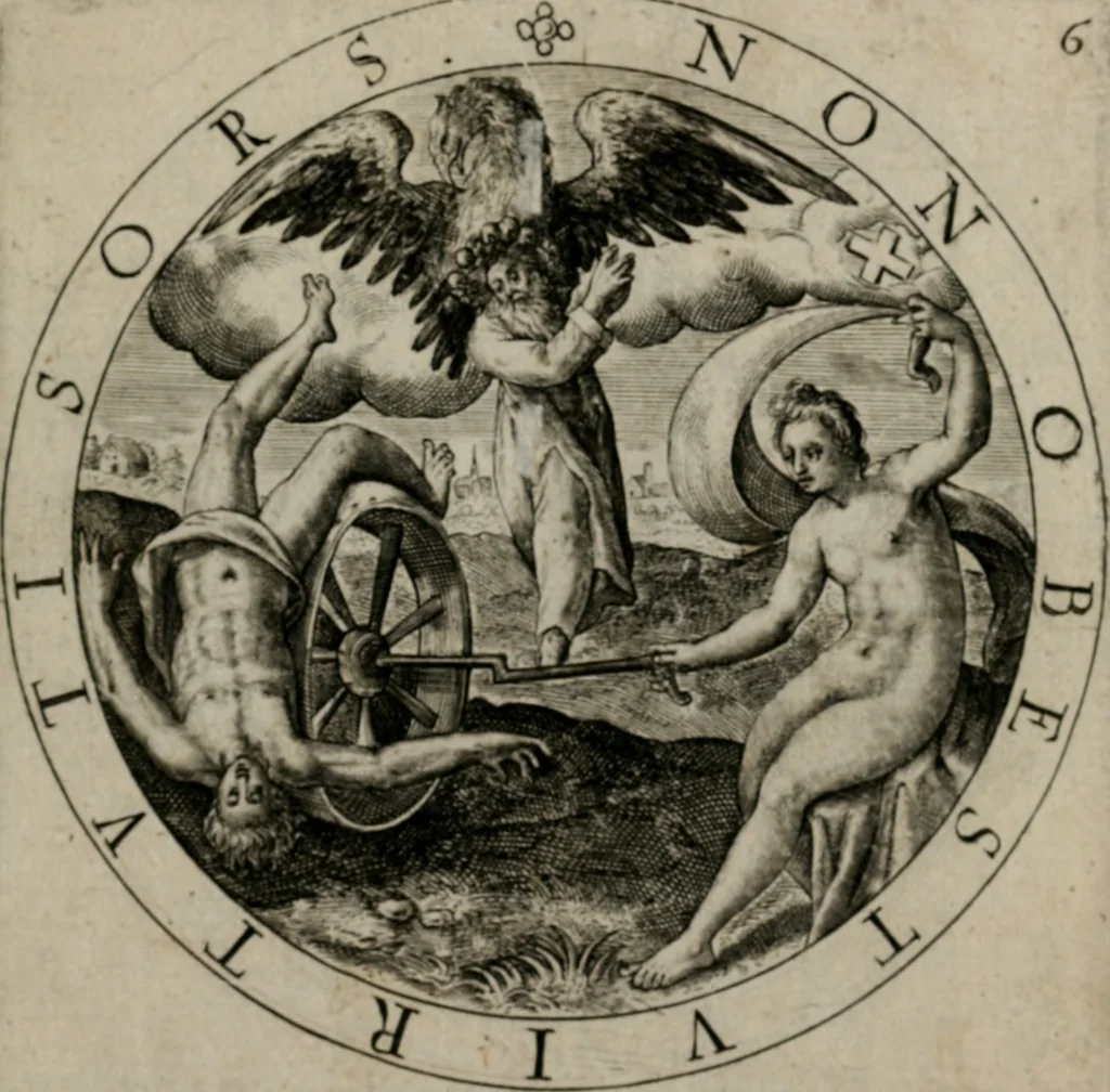 An illustration from Nucleus emblematum selectissimorum : quae Itali vulgo impresas vocant priuata industria studio singulari, vndiq[e] conquisitus, non paucis venustis inuentionibus auctus, additis carminib[us] illustratus, 1611, leaf 24
