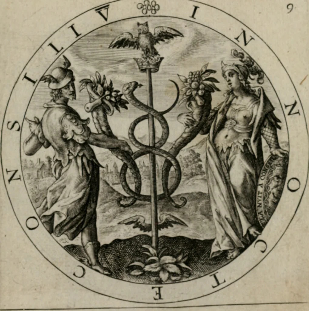 An illustration from Nucleus emblematum selectissimorum : quae Itali vulgo impresas vocant priuata industria studio singulari, vndiq[e] conquisitus, non paucis venustis inuentionibus auctus, additis carminib[us] illustratus, 1611, leaf 30