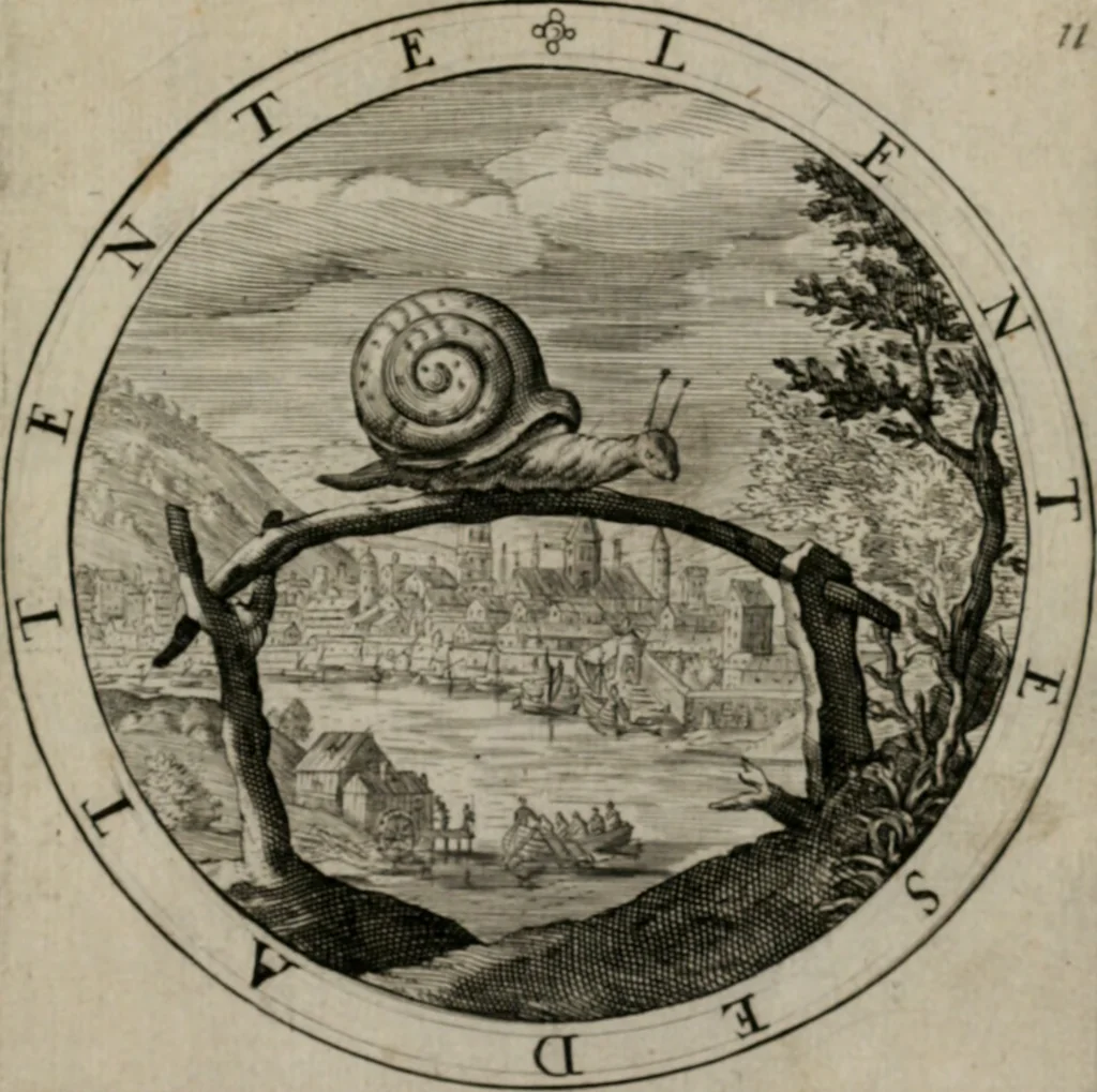 An illustration from Nucleus emblematum selectissimorum : quae Itali vulgo impresas vocant priuata industria studio singulari, vndiq[e] conquisitus, non paucis venustis inuentionibus auctus, additis carminib[us] illustratus, 1611, leaf 34