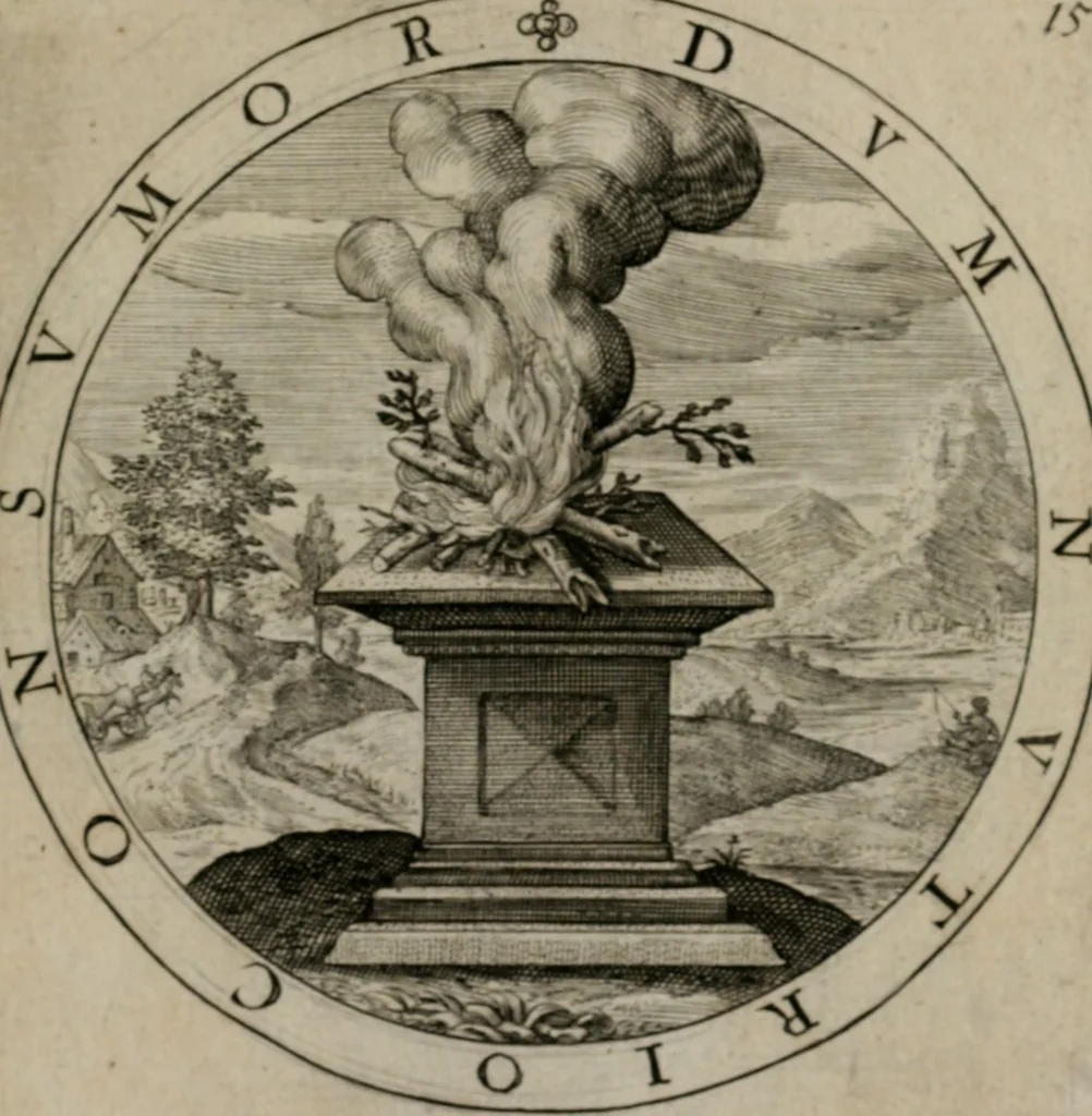 An illustration from Nucleus emblematum selectissimorum : quae Itali vulgo impresas vocant priuata industria studio singulari, vndiq[e] conquisitus, non paucis venustis inuentionibus auctus, additis carminib[us] illustratus, 1611, leaf 42