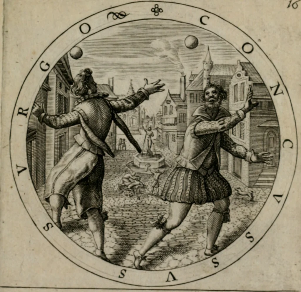 An illustration from Nucleus emblematum selectissimorum : quae Itali vulgo impresas vocant priuata industria studio singulari, vndiq[e] conquisitus, non paucis venustis inuentionibus auctus, additis carminib[us] illustratus, 1611, leaf 44