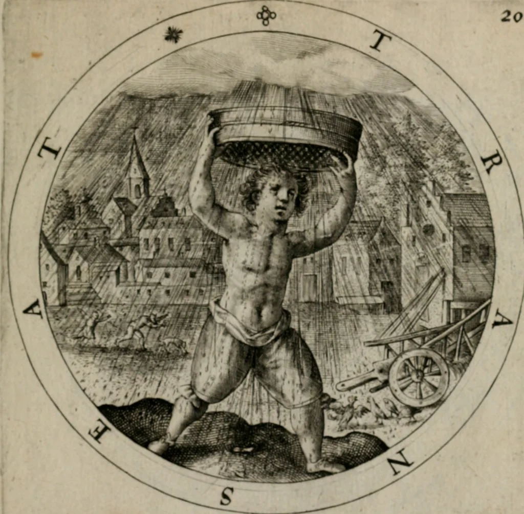 An illustration from Nucleus emblematum selectissimorum : quae Itali vulgo impresas vocant priuata industria studio singulari, vndiq[e] conquisitus, non paucis venustis inuentionibus auctus, additis carminib[us] illustratus, 1611, leaf 52