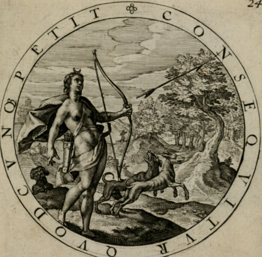An illustration from Nucleus emblematum selectissimorum : quae Itali vulgo impresas vocant priuata industria studio singulari, vndiq[e] conquisitus, non paucis venustis inuentionibus auctus, additis carminib[us] illustratus, 1611, leaf 60