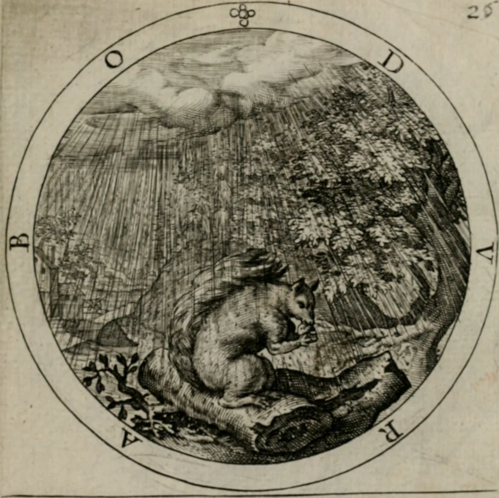 An illustration from Nucleus emblematum selectissimorum : quae Itali vulgo impresas vocant priuata industria studio singulari, vndiq[e] conquisitus, non paucis venustis inuentionibus auctus, additis carminib[us] illustratus, 1611, leaf 64