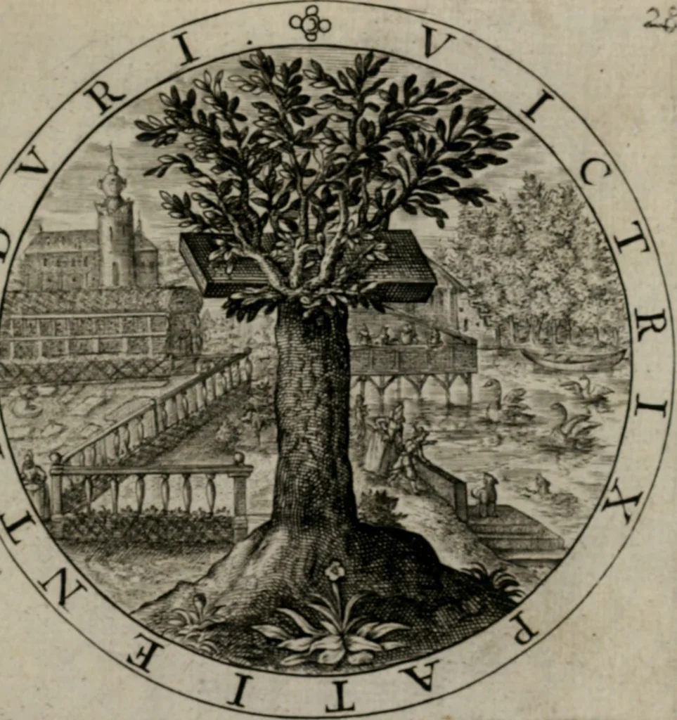 An illustration from Nucleus emblematum selectissimorum : quae Itali vulgo impresas vocant priuata industria studio singulari, vndiq[e] conquisitus, non paucis venustis inuentionibus auctus, additis carminib[us] illustratus, 1611, leaf 68