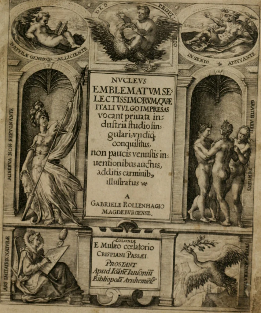 An illustration from Nucleus emblematum selectissimorum : quae Itali vulgo impresas vocant priuata industria studio singulari, vndiq[e] conquisitus, non paucis venustis inuentionibus auctus, additis carminib[us] illustratus, 1611, leaf 8