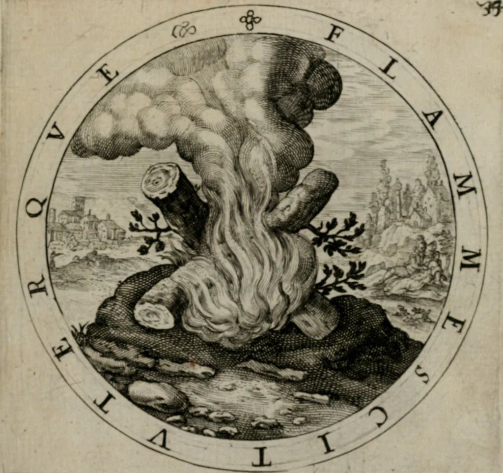 An illustration from Nucleus emblematum selectissimorum : quae Itali vulgo impresas vocant priuata industria studio singulari, vndiq[e] conquisitus, non paucis venustis inuentionibus auctus, additis carminib[us] illustratus, 1611, leaf 80