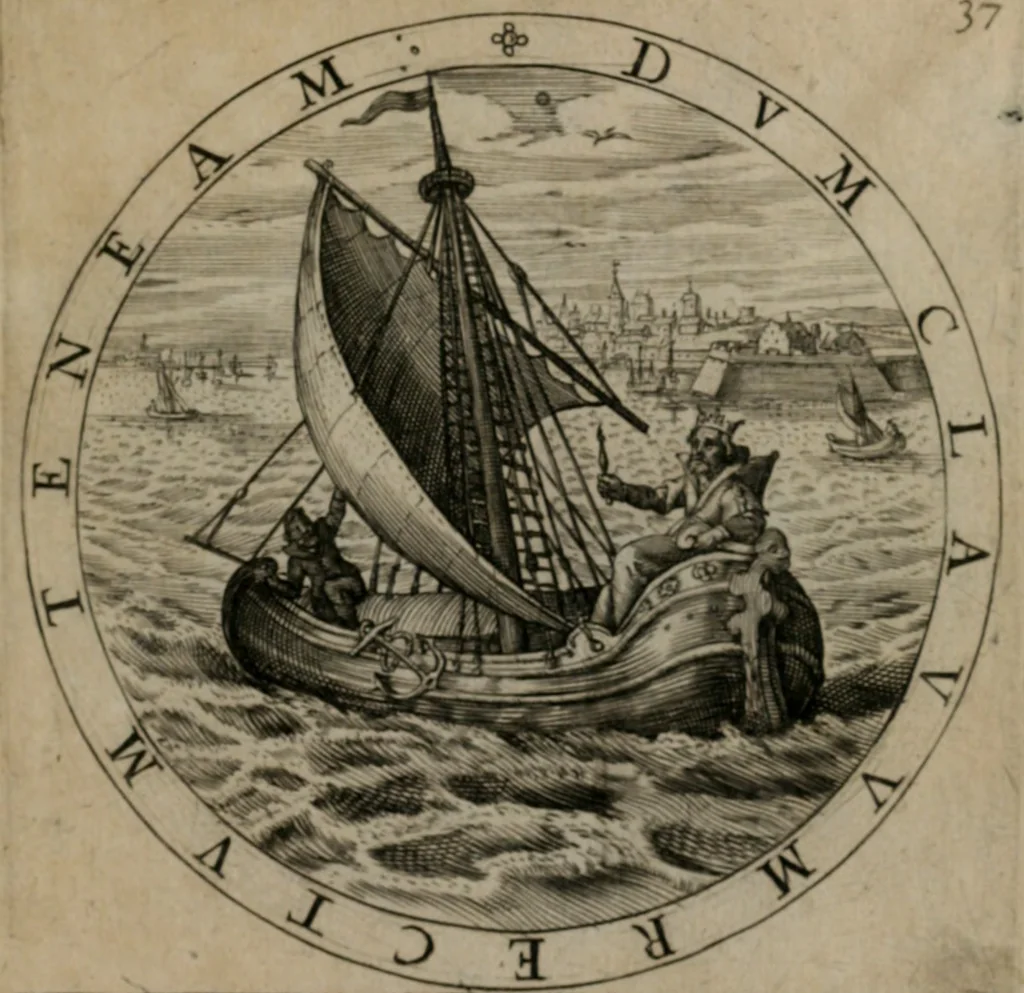 An illustration from Nucleus emblematum selectissimorum : quae Itali vulgo impresas vocant priuata industria studio singulari, vndiq[e] conquisitus, non paucis venustis inuentionibus auctus, additis carminib[us] illustratus, 1611, leaf 86