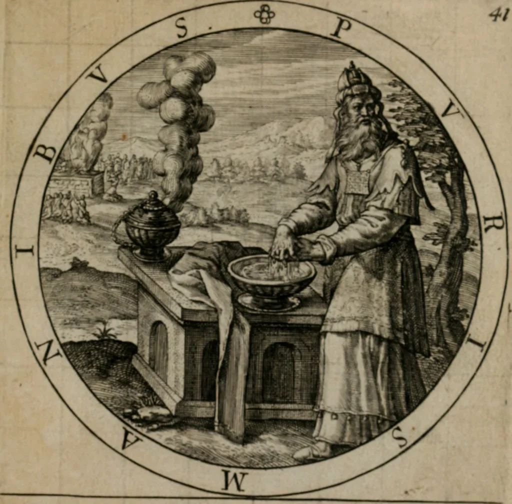 An illustration from Nucleus emblematum selectissimorum : quae Itali vulgo impresas vocant priuata industria studio singulari, vndiq[e] conquisitus, non paucis venustis inuentionibus auctus, additis carminib[us] illustratus, 1611, leaf 94