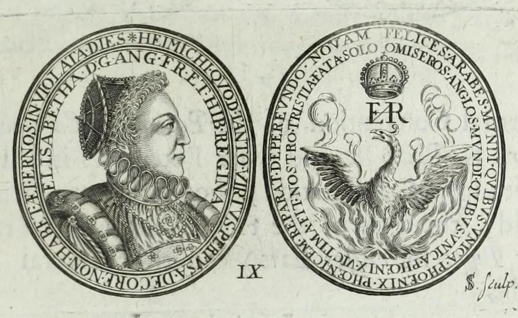 An illustration from Numismata. A discourse of medals, antient and modern. Together with some account of heads and effigies of illustrious, and famous persons, in sculps and tailledouce, of whom we have no medals extant; and of the use to be derived from them. To which is added a digression concerning physiognomy, 1697, leaf 105
