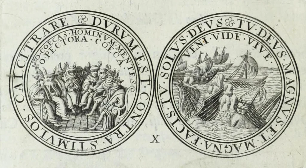 An illustration from Numismata. A discourse of medals, antient and modern. Together with some account of heads and effigies of illustrious, and famous persons, in sculps and tailledouce, of whom we have no medals extant; and of the use to be derived from them. To which is added a digression concerning physiognomy, 1697, leaf 106