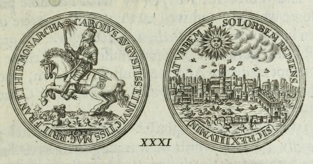 An illustration from Numismata. A discourse of medals, antient and modern. Together with some account of heads and effigies of illustrious, and famous persons, in sculps and tailledouce, of whom we have no medals extant; and of the use to be derived from them. To which is added a digression concerning physiognomy, 1697, leaf 121