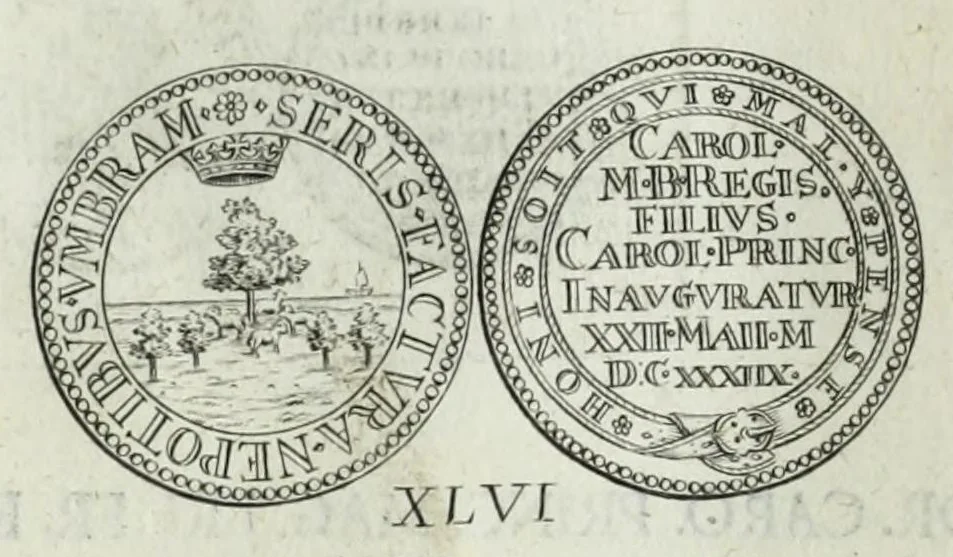 An illustration from Numismata. A discourse of medals, antient and modern. Together with some account of heads and effigies of illustrious, and famous persons, in sculps and tailledouce, of whom we have no medals extant; and of the use to be derived from them. To which is added a digression concerning physiognomy, 1697, leaf 134
